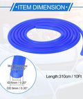 Blue Silicone Vacuum Tubing Hose For Automotive Use 10 Feet Long Three Sixteenth Inch Inner Diameter Two Millimeter Wall Thickness Beefed Up High Temp Boost Turbo Line For Cars Trucks Marine And Aircraft 130 PSI Max coiled with dimension highlights