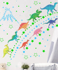 Glow In The Dark Dinosaur Wall Decals For Boys Room Pack Of 652 Pcs Dinosaur Wall Stickers With Green Dinosaurs Stars And Dots