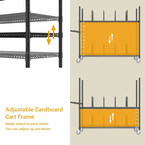 No Sweat Heavy Duty Metal Rolling Cart For Cardboard Box Storage Two Tier Wire Packing Station adjustable frame with dividers