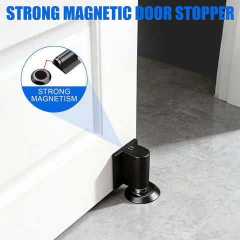 Invisible Magnetic Door Stop With Installation Kit No Drill Door Wedge Stopper For Inside Doors Quiet Hold Wall Protector