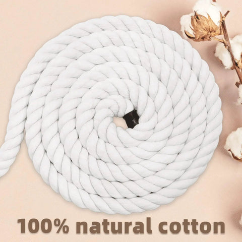 1 Inch White Cotton Rope 100 Feet Triple Stranded Natural Twisted Cord For Landscaping Railings Climbing Decor DIY Projects