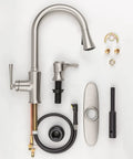 Antrom Kitchen Faucet With Pull Down Sprayer And Built In Soap Dispenser, Spot Defense Stainless Steel components and parts