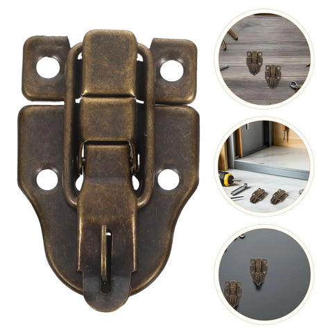 Vintage 12 Pcs Antique Toggle Hasp Latch Small Duck Billed Catch Buckle For Jewelry Boxes Craft Decor And Home Storage Upgrades, close-up view.