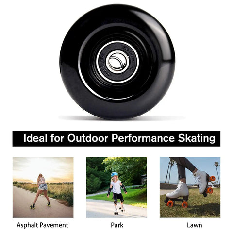 Eight Pack 58mm By 32mm Quad Roller Skating Wheels 82A Outdoor PU Wear Resistant Double Row Replacements with ABEC 9 Bearings