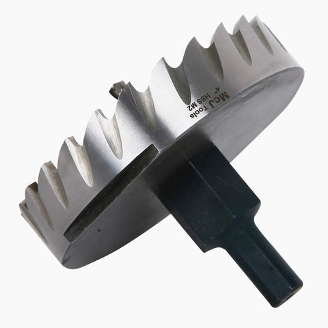 4 Inch HSS M2 Hole Saw Drill Bit Set for Metal Working in Steel, Iron and Alloys with Ultra Precise Cuts Under One-Tenth Millimeter shown