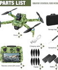 4K GPS Drone With Camera For Adults Obstacle Avoidance 5G FPV Transmission Brushless Motor Includes 3 Batteries And Screen Remote Controller In Army Green displayed with parts list.