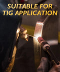 Welder using ER70S-6 Mild Steel TIG Filler Rod 1/16 In x 16 In Copper-Coated Welding Wire, 5 Lb Pack with argon gas