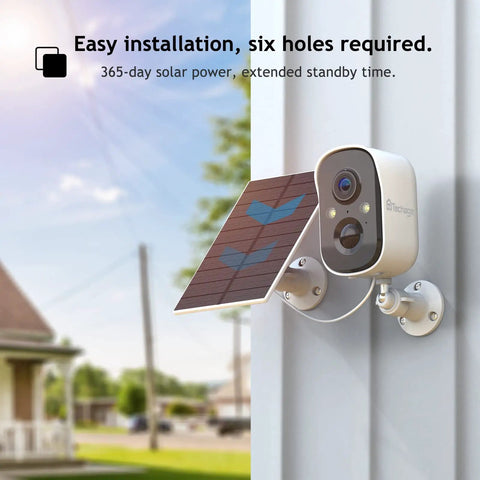 Wireless Outdoor Security Cam With Solar Power And Built In 5200mAh Battery AI Motion Detection 1080P Color Night Vision