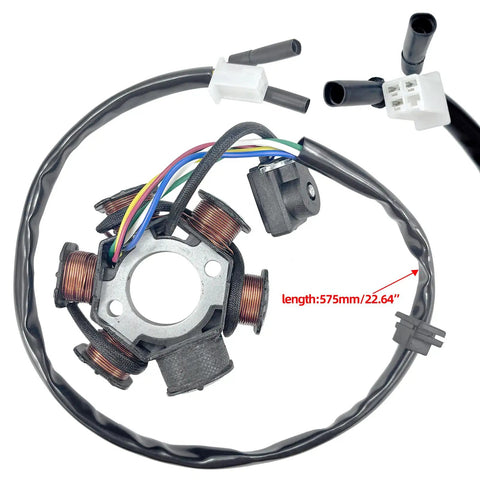All In One Ignition Kit For GY6 125cc Engines - 6 Pole Magneto Stator Coil with wiring harness and connectors