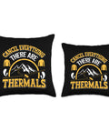 Sky High Vibe Throw Pillow For Sailplane Fans And Glider Pilots, Epic Aviation Gift For Flight Nerds, black pillow with thermal text design.