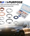 90 Piece Oil Drain Plug Gasket Kit With Crush Washers For M11 M12 M14 M16 M18 M20 Sizes Sealed Leak Free Fit Durable Storage Box