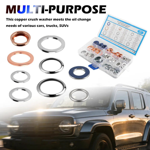90 Piece Oil Drain Plug Gasket Kit With Crush Washers For M11 M12 M14 M16 M18 M20 Sizes Sealed Leak Free Fit Durable Storage Box