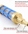 Brass Heavy Duty Inlet Filter For Hose With Three Quarter Inch And One Half Inch Barbs Stainless Steel Screen And Nylon Frame