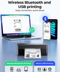 Bluetooth Thermal Label Printer For 4x6 Shipping Labels With Dual USB And Bluetooth Connectivity Compatible With iOS Android Windows Mac