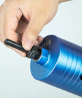 Hand inserting 2 Pack Core Drill Bit Adapters 5/8-11 Thread To 3/8 Inch Triangle Shank into a blue drill chuck