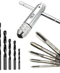 Adjustable T Handle Tap Wrench Set With Five M3 M4 M5 M6 M8 Taps And Five Drill Bits 0.25mm To 0.7mm for threading and tapping tools