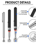 Eight Pack Telescoping Magnetic Pickup Tools With 1.5, 3, 10, And 15 Lb Capacity, stainless steel extendable grabber details.