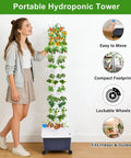 14 Layer Vertical Hydroponic Garden System Kit With 70 Slots And A 20L Water Tank And Pump in use indoors, showing compact design