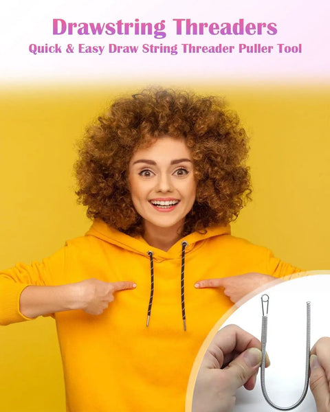 4 Pack Spring Drawstring Threader Kit A Flexible Elastic Rope Threader Tool demo in hoodie