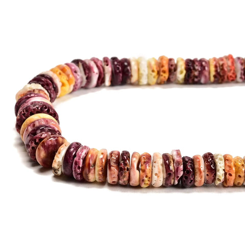 Hella Vibrant Spiny Oyster Shell Beads Graduated Rondelle Disc Shape Natural Purple Beige Gemstone Loose Spacer Strand For Jewelry Making Diy Bracelet Necklace Crafting
