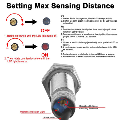 M12 Capacitive Proximity Sensor Switch Non Shield Type LJC12A3-5-Z/AX operating distance adjustment diagram