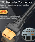 Get The Ultimate XT60 To DC 8.0MM Female Power Adapter Cable With Heavy Duty 14AWG Pure Copper Wire close-up of XT60 female connector.