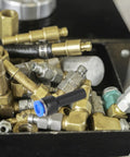 Check Out This 5-Piece Blue Straight Push-Fit Pneumatic Tube Reducer Coupler Kit With Quick Connect Plastic Air Hose Fittings For Industrial Gas Systems That Save Big Temps And Cash While Making Your Job Easy Peasy Every Single Day. blue push-fit reducer coupler on brass fittings