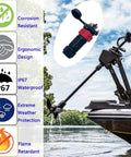 2 Pin 50 Amp Trolling Motor Plug Receptacle Set For Marine Boats Power Waterproof IP67 Connector shown on boat