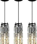 Modern Black Pendant Lights Set Three Pack With Crystal Accents and Mini Chandelier Vibe for Kitchen Island and Dining Room