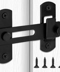 Heavy Duty Gate Latch for Barn Doors and Fences in Matte Black 201 Stainless Steel Gate Hardware with screws on white door