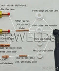Pro TIG Welding Kit Mega Bundle With Gas Lens Collet Bodies Alumina Nozzles And Ceramic Cups Assorted Sizes laid out for QQ300 torch
