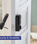 Keyless Entry Electronic Keypad Door Lock With Auto Lock And 1 Touch Motorized Locking, Bronze Finish, 20 User Codes on door