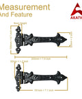 Heavy Duty T Hinge Set For Wooden Fences And Gates Black Matte Gate Hinges with size dimensions and Akatva logo