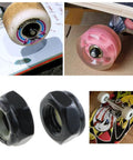 Two Sets Black Imperial Hex M8 Skateboard Side Nut Washers With Non Slip Rubber Ring, skateboard wheels and assembly