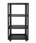15U Open Frame Network Server Rack with 22 Inch Chassis made of solid carbon steel, featuring smooth roll casters.