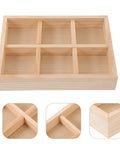 Slick Pine Wood Jewelry Organizer Tray With Six Compartments, light yellow pine, perfect for rings and bracelets on any desk.