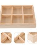 Dope Pine Wood Jewelry Tray With Six Grid Dividers Multi Compartment Ring And Earring Catch All Decorative Desktop Organizer Storage For Dorms And Living Rooms Absolute Go To For Makeup Accessories Daily Setup top view with six compartments.