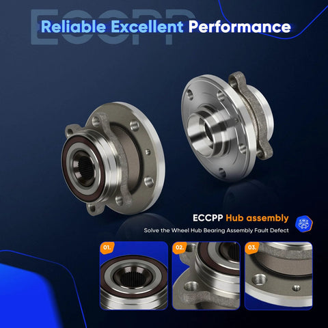 Wheel Bearing And Hub Assembly 5 Lug With Abs For VW Jetta Beetle Golf GTI Passat Tiguan And Audi A3 TT CC 2 pack