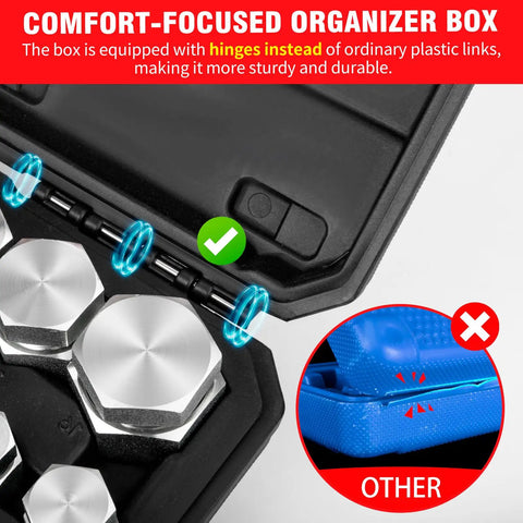 Pikwo 180 Pc Master Industrial Hydraulic Cap And Plug Kit For Hose Tube Pipe Fitting, organizer box with sturdy hinges.