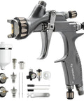 Professional Grade HVLP Spray Gun Kit Featuring Built Tough Stainless Steel Flow Channel And Precision Nozzles For Crisp Atomization Zero Drama And Flawless Auto Finishes with additional accessories.