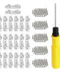 Sturdy Furniture Corner Connectors For Secure Wood Joints with screws and yellow handle tool for cabinets tables and shelves