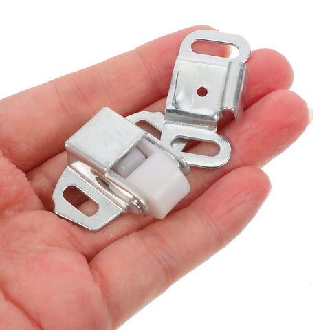 Mailbox Roller Catch Kit For Cabinet Doors And Drawers, iron construction, two small roller catches on hand