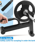 Deadlift Jack Barbell Stand For Easy Plate Loading And Unloading Up To 600 Pounds Carbon Steel Construction Black Powder Coat Home Gym Back Saver Must Have For Deadlifts And Weight Training with built-in handle