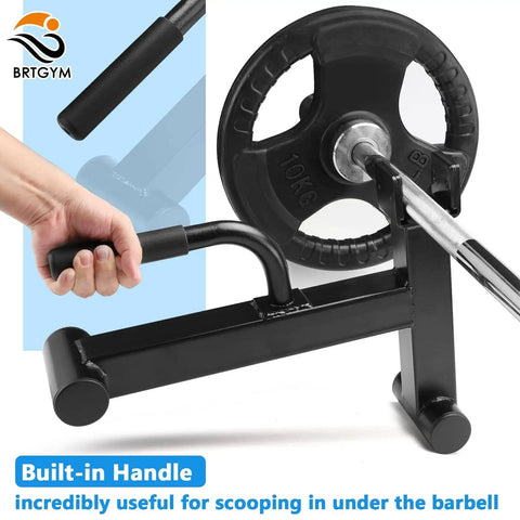 Deadlift Jack Barbell Stand For Easy Plate Loading And Unloading Up To 600 Pounds Carbon Steel Construction Black Powder Coat Home Gym Back Saver Must Have For Deadlifts And Weight Training with built-in handle