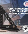 Handy Compact Carpenters Tool With Fixed Miter Angle Pin for precision woodworking, pocket-sized with scribe holes, Made in USA