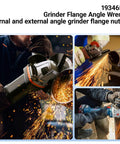 Heavy Duty Three Pack Angle Grinder Flange Nut And Wrench Set For 4.5 5 And 7 Inch Grinders With 5/8-11 Thread in action.