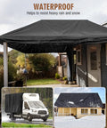 Tough As Nails Heavy Duty 20 Mil Waterproof Tarp 7 By 9 Point 5 Ft Black Oxford Fabric over porch, truck, and roof cover.