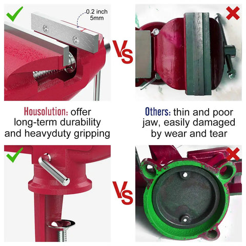 Beefy Universal Table Vise 3 Inch Jaw Opening With 360 Degree Swivel Base Bench Clamp For Woodworking And Metalworking, Thickened 0.2 Inch Jaw For Grip That Won't Budge, Fits Most Workbenches; 0.2-inch jaw durability