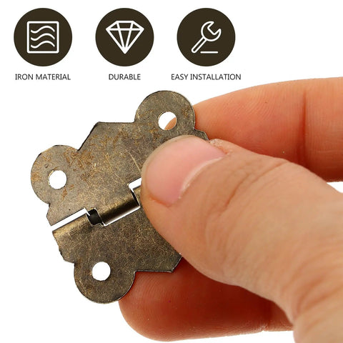 Close-up of Antique Bronze Iron Cabinet Hinges For Small Cabinets Retro Style Door Hardware, 30x27mm flush mount