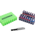33 Piece Tamper Proof Security Bit Set With One Quarter Inch Hex Bit Holder Includes Torx Hex Tri Wing Spanner And Star Security Bits